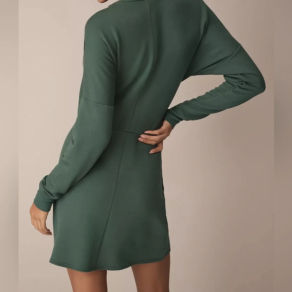 daily practice by Anthropology Long Sleeve Green Asymmetrical Mini Dress - M - Picture 3 of 9